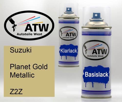 Suzuki, Planet Gold Metallic, Z2Z: 400ml Sprühdose + 400ml Klarlack - Set, von ATW Autoteile West.